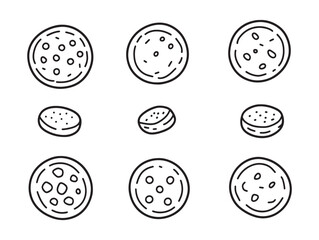 Fototapeta premium Hand Drawn Oatmeal Cookies Line Art Black And White 
