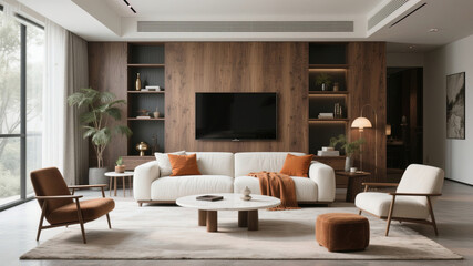 Fototapeta premium living room with fireplace