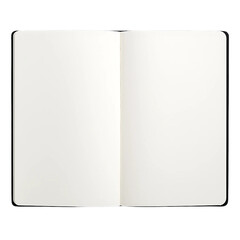 Blank Open Notebook - Black Cover - Minimalist Stationery Template Isolated transparent background 