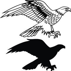 Eagle Silhouette in Details Vector Illustration