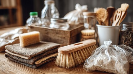 Fototapeta premium Living sustainably by choosing reusable products and limiting single-use plastics. 