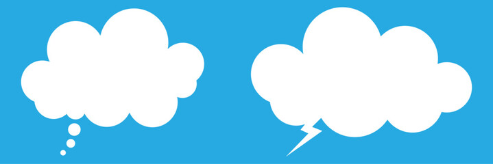 cloud speech bubble vector on sky blue background