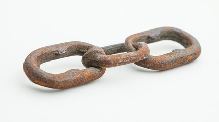 Obraz premium Rusty chain links on plain white background indoors