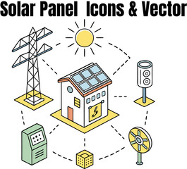 Solar panel Icons & vector