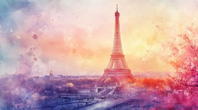 Eiffel Tower surrounded by colorful trees in Paris