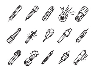 industrial laser welding tool vector minimalistic line art 