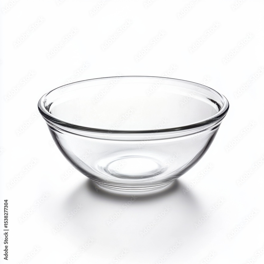 Poster glass bowl on white background in minimalist studio setting