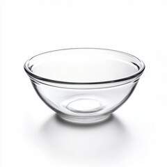 Glass bowl on white background in minimalist studio setting