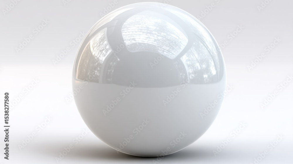Aufkleber glossy white sphere on white surface, symbolizing purity and potential for innovation and new beginn