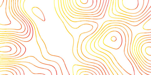 The red yellow and white contours topography stylized height of the lines map- Topographic map background geographic line map with seamless ornament design

