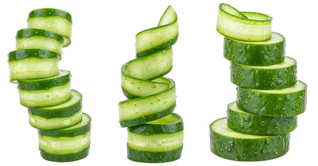 Fresh Green Cucumber Ribbons with Elegant Presentation, a Healthy Collection