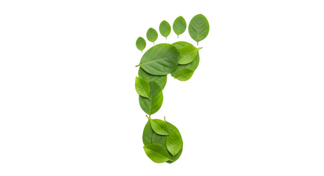 Green Footprint Leaves Eco Friendly Nature Conservation Environmental Sustainability Symbol, transparent background - Powered by Adobe