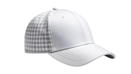  Checkered Pattern Flat Cap Headwear isolated on solid white background in Png.