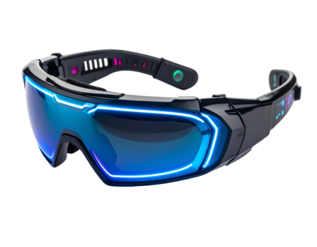 Futuristic sports glasses with blue accents.