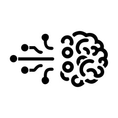 Minimalist black vector silhouette illustrating a dynamic progression with subtle glowing details