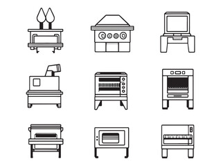industrial oven commercial heat processing appliance vector outline