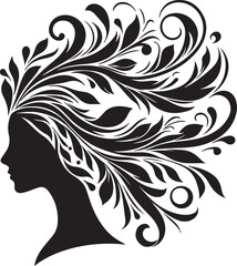 Botanical Hair Silhouette of a Woman | Nature & Beauty Vector Art
Elegant black silhouette of a woman’s profile with flowing floral and botanical hair design. A perfect fusion of nature and femininit
