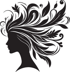 Botanical Hair Silhouette of a Woman | Nature & Beauty Vector Art
Elegant black silhouette of a woman’s profile with flowing floral and botanical hair design. A perfect fusion of nature and femininit
