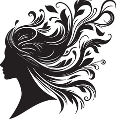 Botanical Hair Silhouette of a Woman | Nature & Beauty Vector Art
Elegant black silhouette of a woman’s profile with flowing floral and botanical hair design. A perfect fusion of nature and femininit
