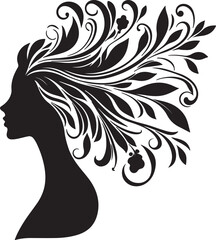 Botanical Hair Silhouette of a Woman | Nature & Beauty Vector Art
Elegant black silhouette of a woman’s profile with flowing floral and botanical hair design. A perfect fusion of nature and femininit
