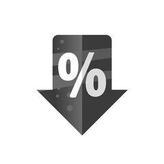 price drop label with arrow and percent sign – vector icon