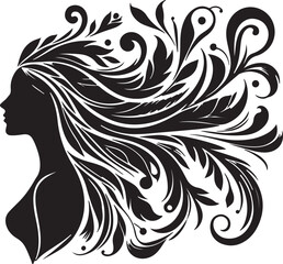 Botanical Hair Silhouette of a Woman | Nature & Beauty Vector Art
Elegant black silhouette of a woman’s profile with flowing floral and botanical hair design. A perfect fusion of nature and femininit
