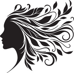 Botanical Hair Silhouette of a Woman | Nature & Beauty Vector Art
Elegant black silhouette of a woman’s profile with flowing floral and botanical hair design. A perfect fusion of nature and femininit
