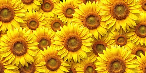 Sunflower wallpaper with numerous yellow sunflowers in a repeating pattern