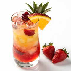 fruit cocktail with strawberries and mint
