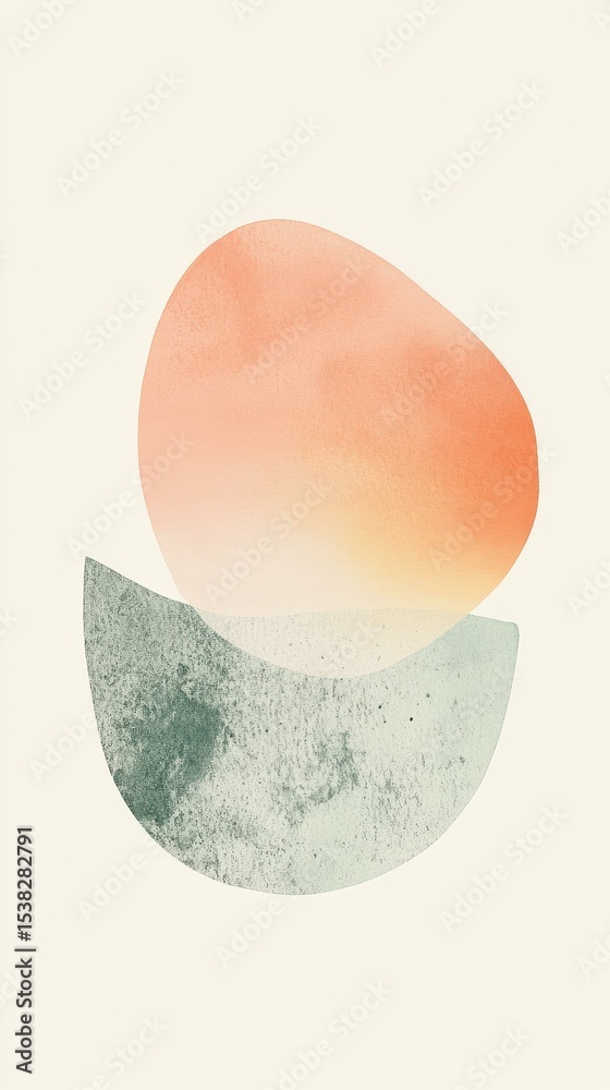 Poster Two overlapping abstract shapes in calm minimalist setting