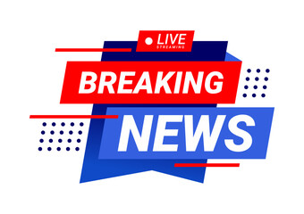 Breaking News Live Streaming Announcement. For banner, design, icon, logo, sign, symbol, social, media, website, badge, label. Vector illustration