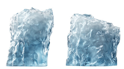 Obraz premium Iceberg, blue ice mountain with white snow and deep crevasses, steep terrain of ice, glacier landscape, blue ice mountain covered in snow, on a transparent backgrounds