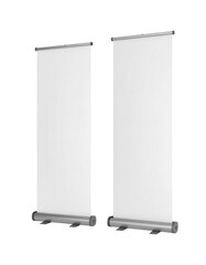 Side view Empty Roll up banner (3D) Isolated on Transparent or White Background