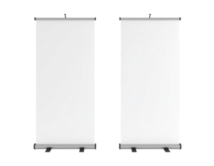Side view Empty Roll up banner (3D) Isolated on Transparent or White Background
