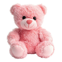 Obraz premium A pink teddy bear toy on transparent background
