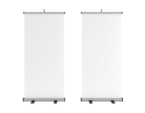 Side view Empty Roll up banner (3D) Isolated on Transparent or White Background
