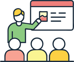 Business Presentation Vector – Speaker and Audience Illustration.
