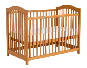 Wooden baby crib Isolated on Transparent or White Background