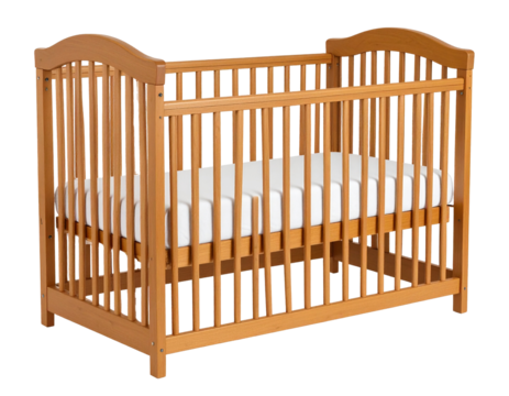 Wooden baby crib Isolated on Transparent or White Background
