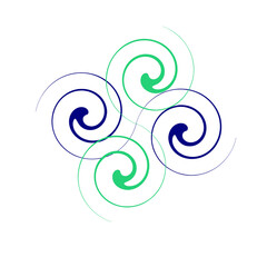Abstract Swirls of Green and Blue on a Black Background