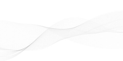 Abstract wavy grey stream element for design on transparent background isolated. Wavy white and grey lines background. Abstract business wave curve lines background. Vector illustration.