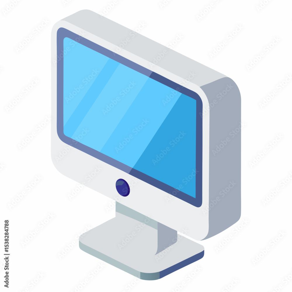 Poster isometric computer screen icon for website design and mobile application use