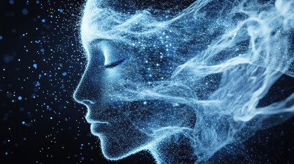 Abstract digital portrait of a serene face