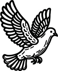 flying dove bird animal.line art vector illustration template design