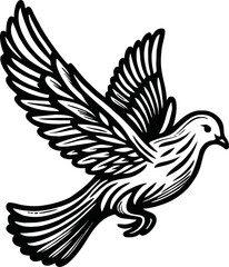 flying dove bird animal.line art vector illustration template design