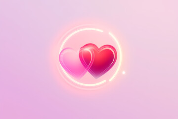 Glowing Heart Icons on Pink Background – Love and Romance Symbol