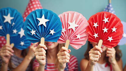 Patriotic hand fans celebrate American pride stars stripes festive summer