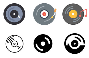 Vinyl Icon Record Music Audio Retro Player Pack