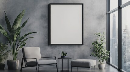 Empty Picture Frame Display on Wall: Design Template in Home Decor