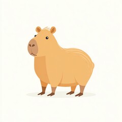 Fototapeta premium Adorable Capybara Portrait A charming illustration of a friendly, gentle capybara, standing peacefully against a clean white background.